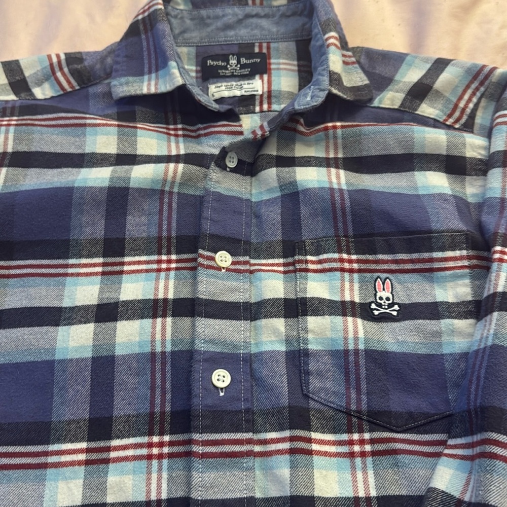 NWOT psycho bunny, small flannel long sleeve